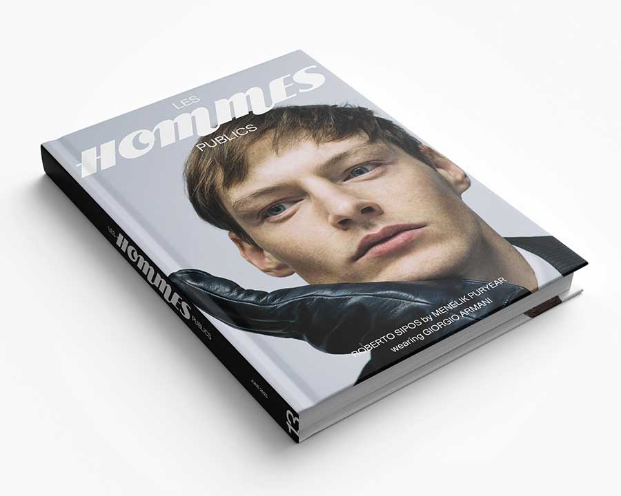 Les Hommes Publics magazine - issue 13 - Roberto Sipos cover by Menelik Puryeear wearing Giorgio Armani